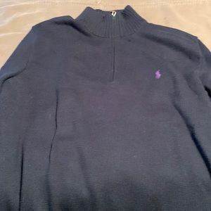 Men’s Black Polo by Ralph Lauren Double Knit Quarter Zip Pullover